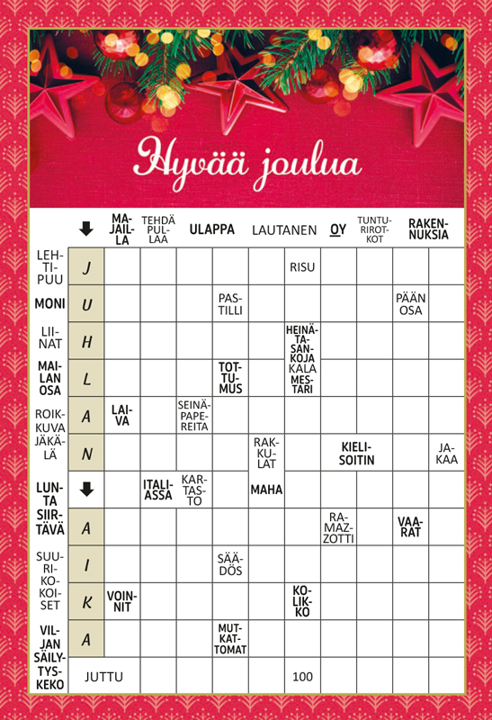 2-os joulu ristikkokortti