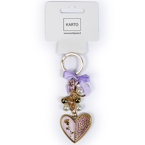 Avaimenperä sydän ruusu vaaleanpunainen