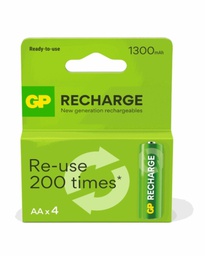 [GP201237] GP RECHARGE LADATTAVA AKKU AA 1300mAh 4P