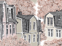 [318301] Juliste 60x80cm Vallila Puukylä pastelli