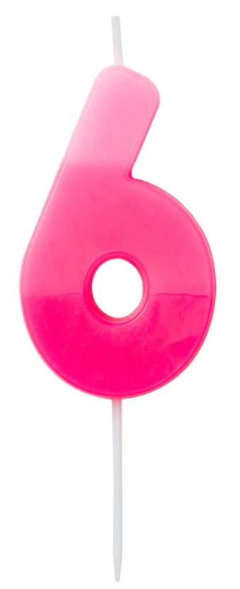 Numerokynttilä 6 pinkki