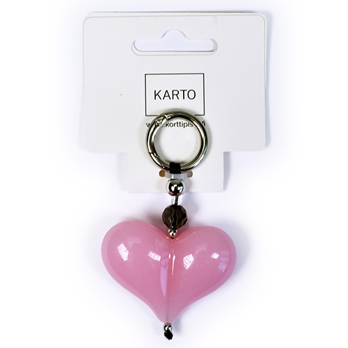 Avaimenperä sydän vaaleanpunainen