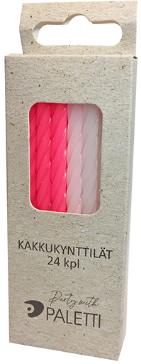 Kakkukynttilä pinkki/valkoinen 24kpl 