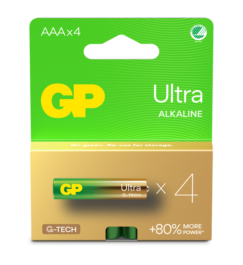 GP ALKALINE AAA LR03 ULTRA G-TECH 4P