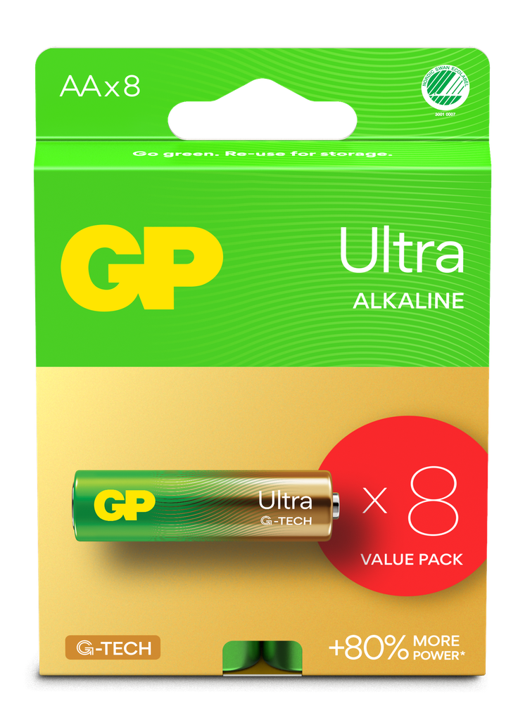 GP ALKALINE AA LR6 ULTRA G-TECH 8P