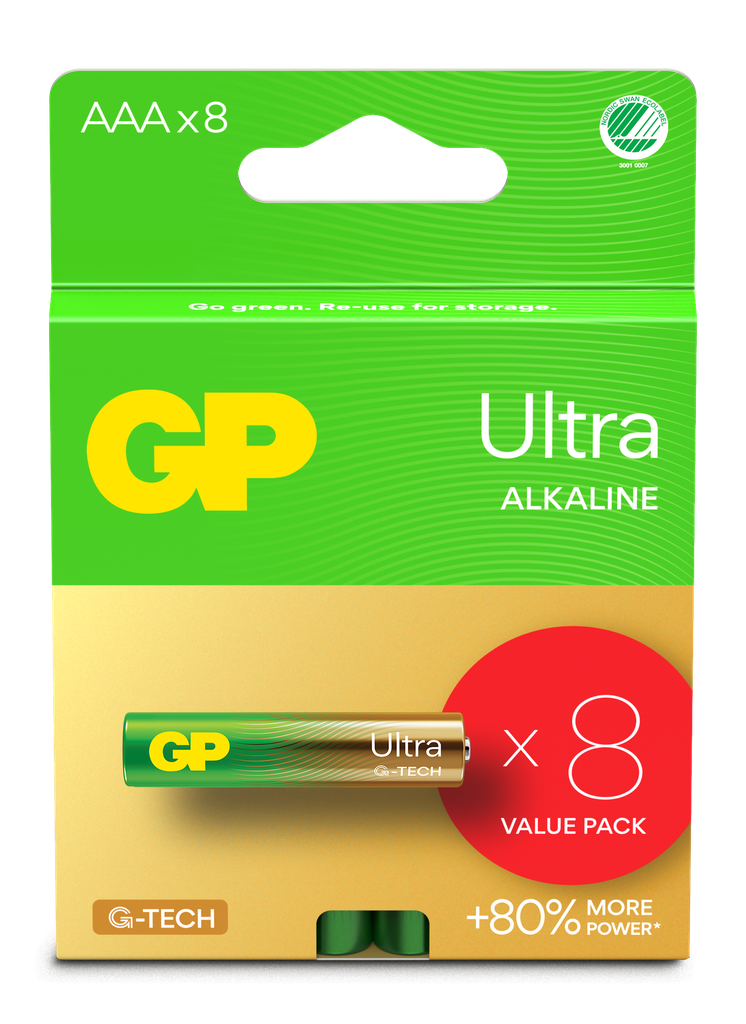 GP ALKALINE AAA LR03 ULTRA G-TECH 8P