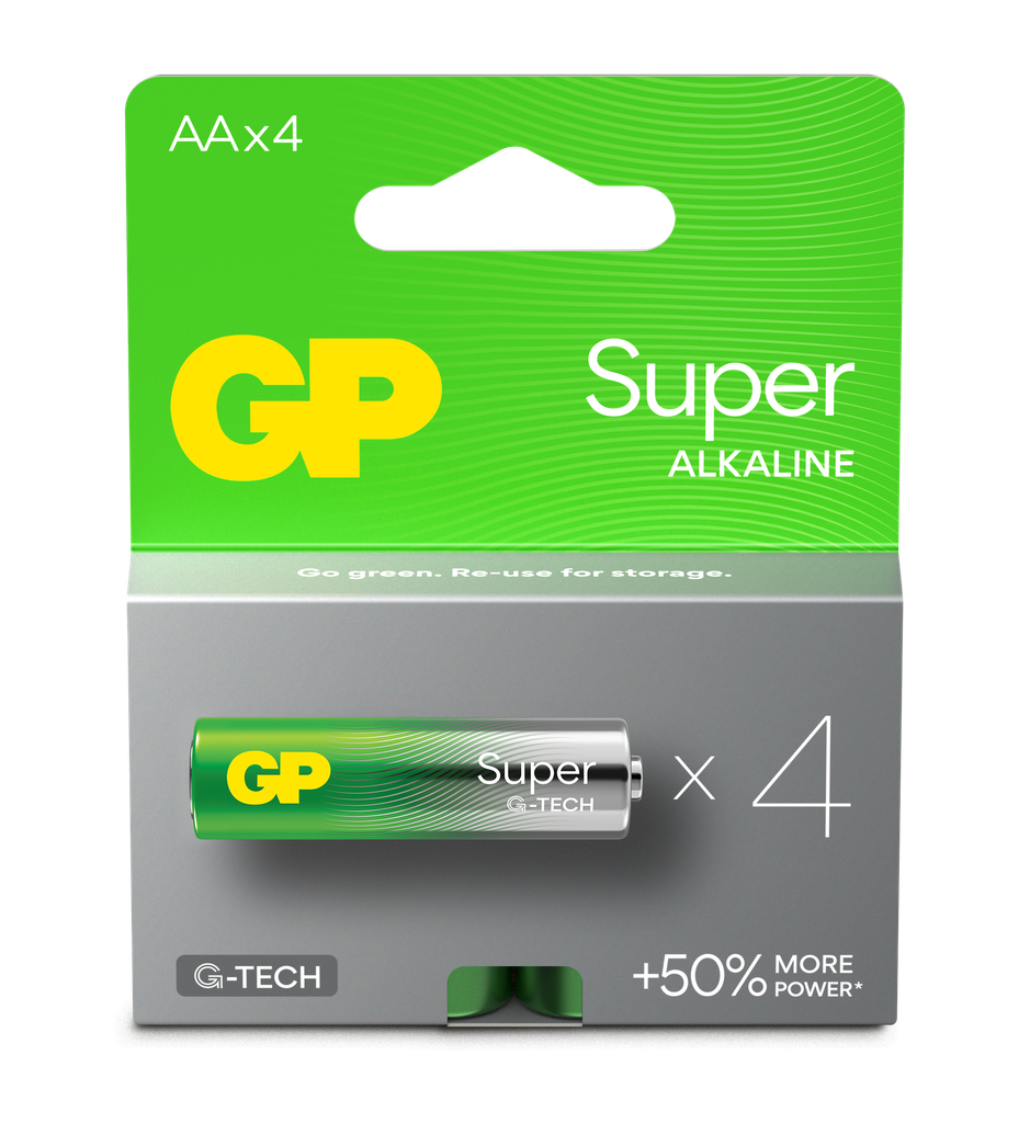 GP ALKALINE AA LR6 SUPER G-TECH 4P