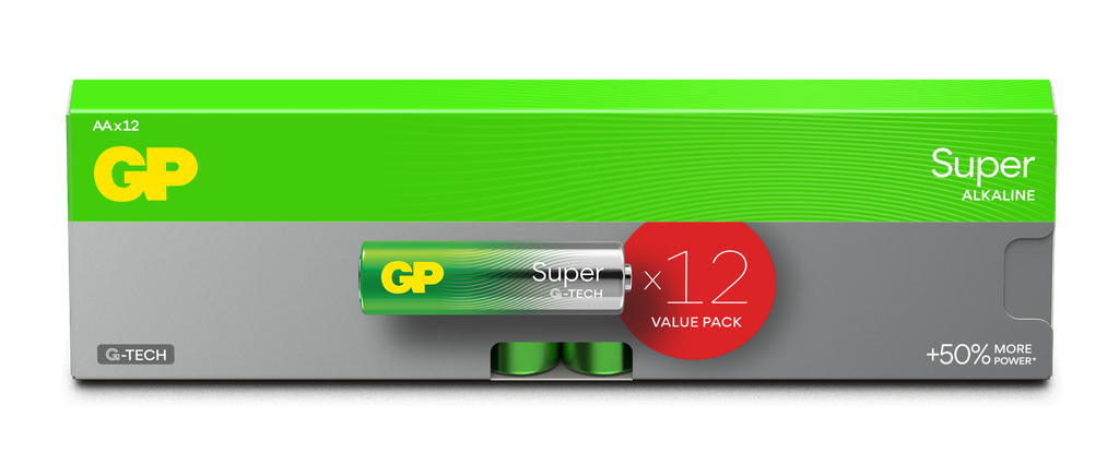 GP ALKALINE AA LR6 SUPER G-TECH 12P