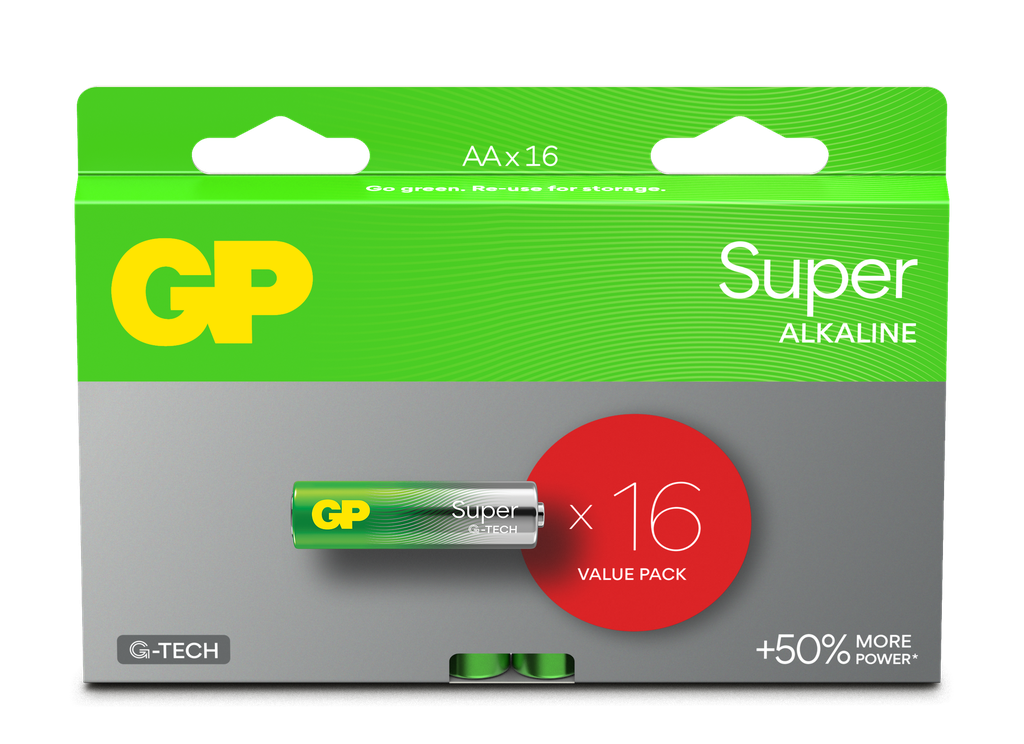 GP ALKALINE AA LR6 SUPER G-TECH 16P