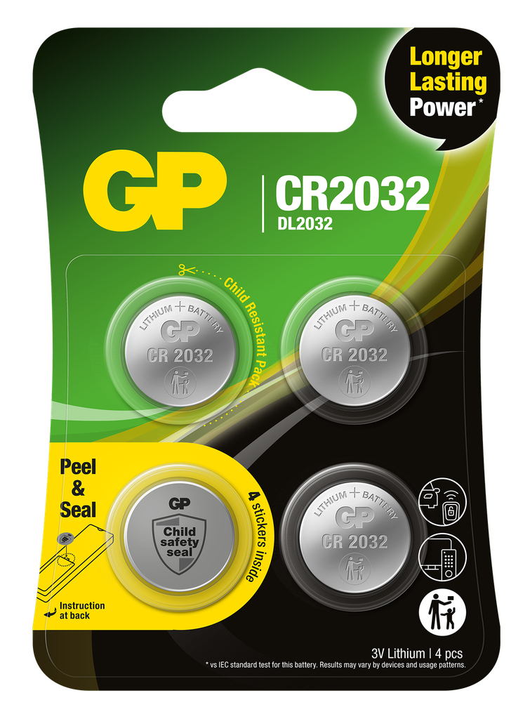 GP LITHIUM NAPPIPARISTO CR2032-7U4 Safety seal 4P