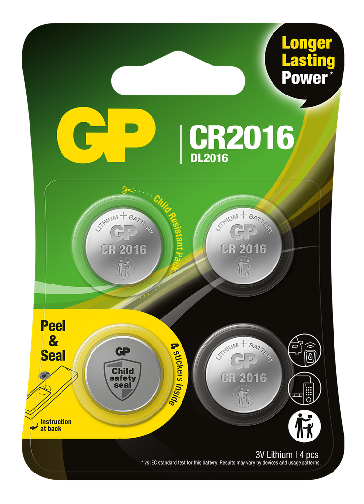 GP LITHIUM NAPPIPARISTO CR2016-7U4 Safety seal 4P