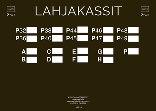 Hyrräopaste lahjakassit P32-P49 A-H P blanco