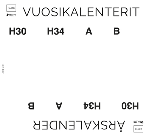 Hyrrähattu vuosikalenterit Karto ja Paletti