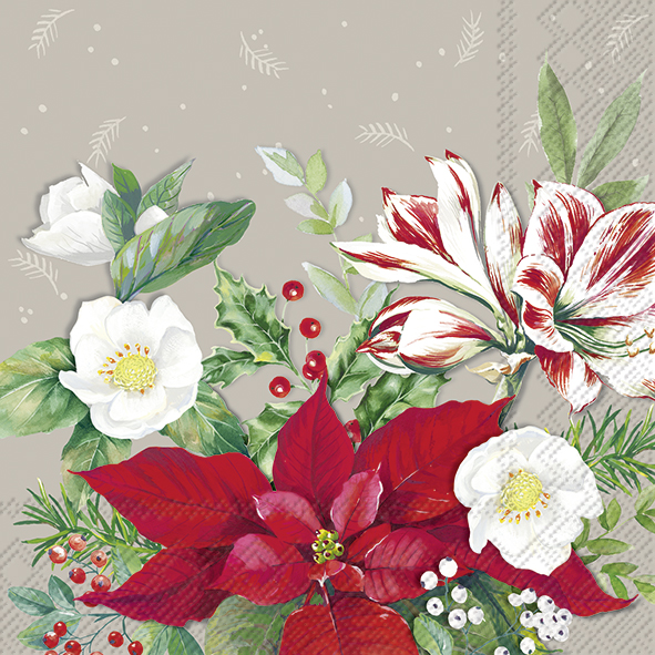 CHRISTMAS FLORALS grey 33cm